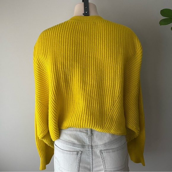 FWD Friday Tech Wool Oversize Crew Knit Sweater Highlighter Yellow Size XL - Picture 5 of 10